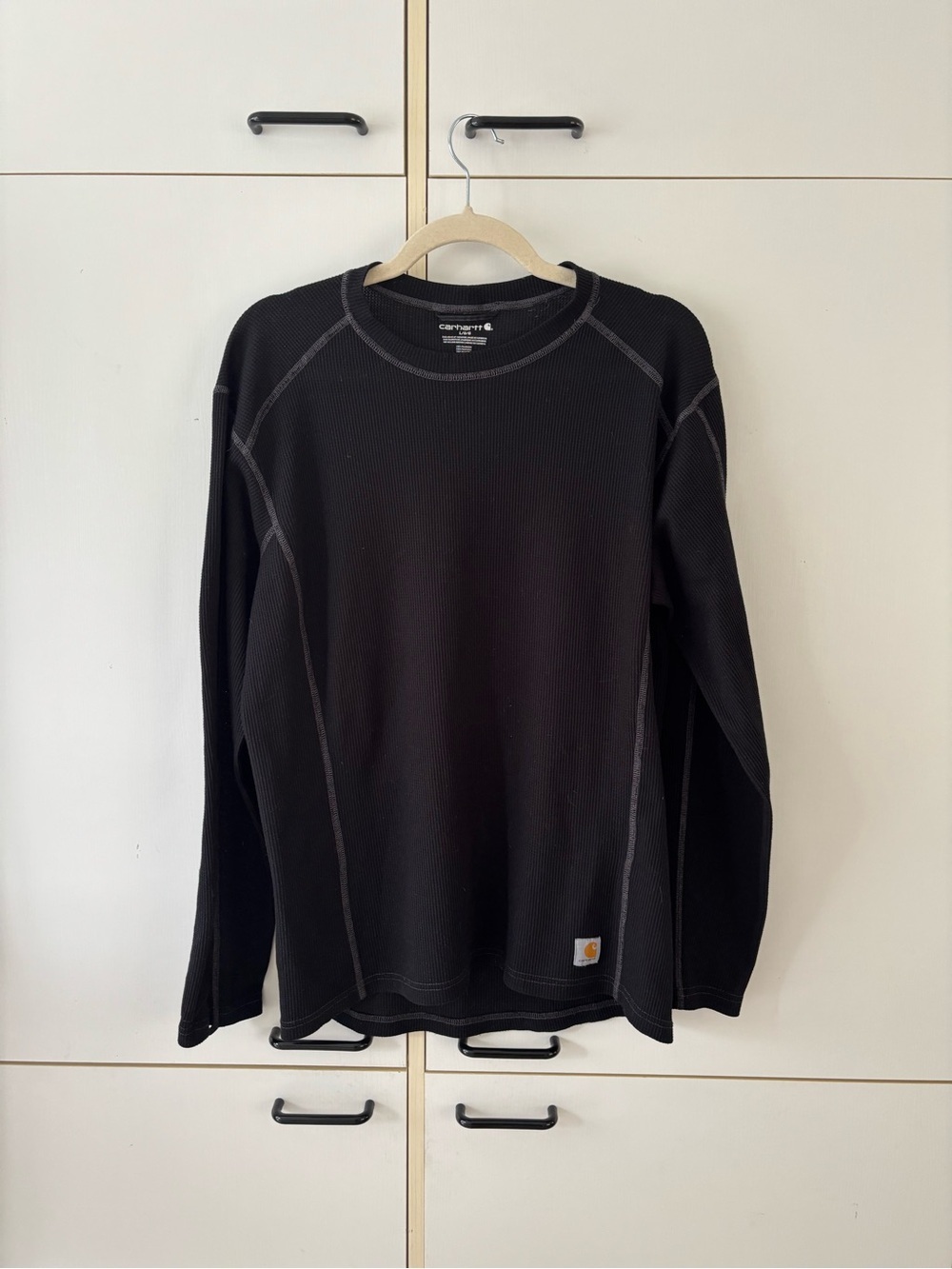 Carhartt Force Waffle Knit Thermal Long Sleeve Black Men Large Minimalist Skate - Picture 2 of 10